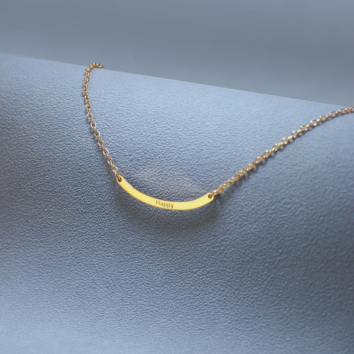 Women Accessories Gift Box - Personalized Curved Bar Necklace Stainless Steel