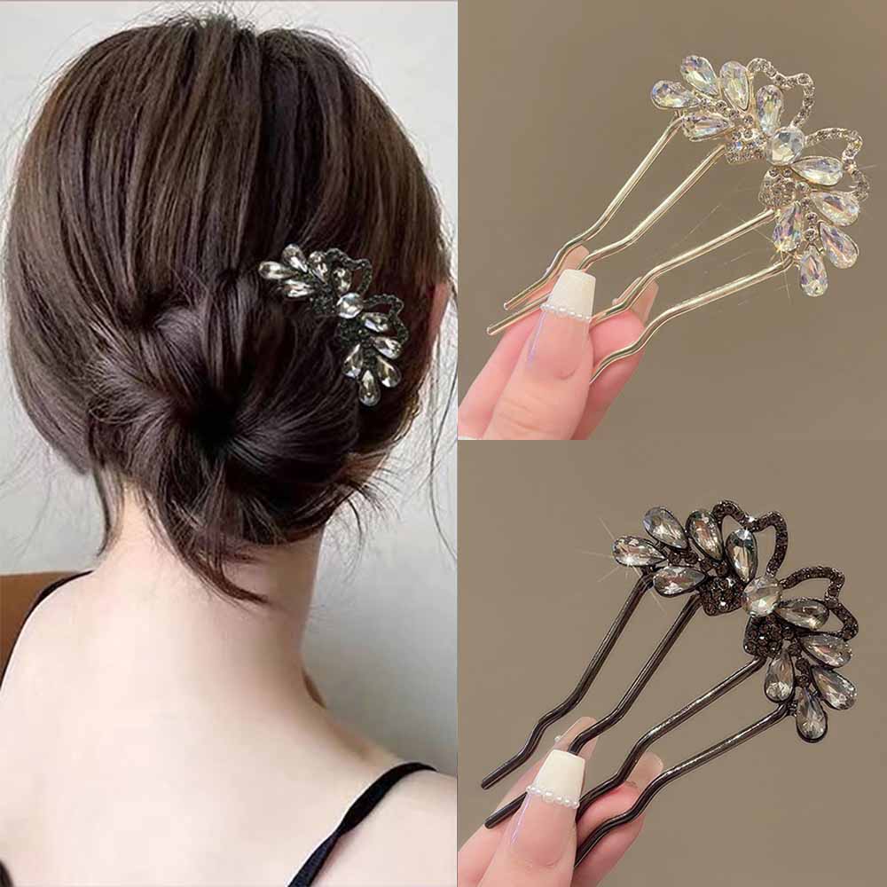 Women Accessories On Sale - Fashion Rhinestones U-Shaped Hair Sticks Butterfly