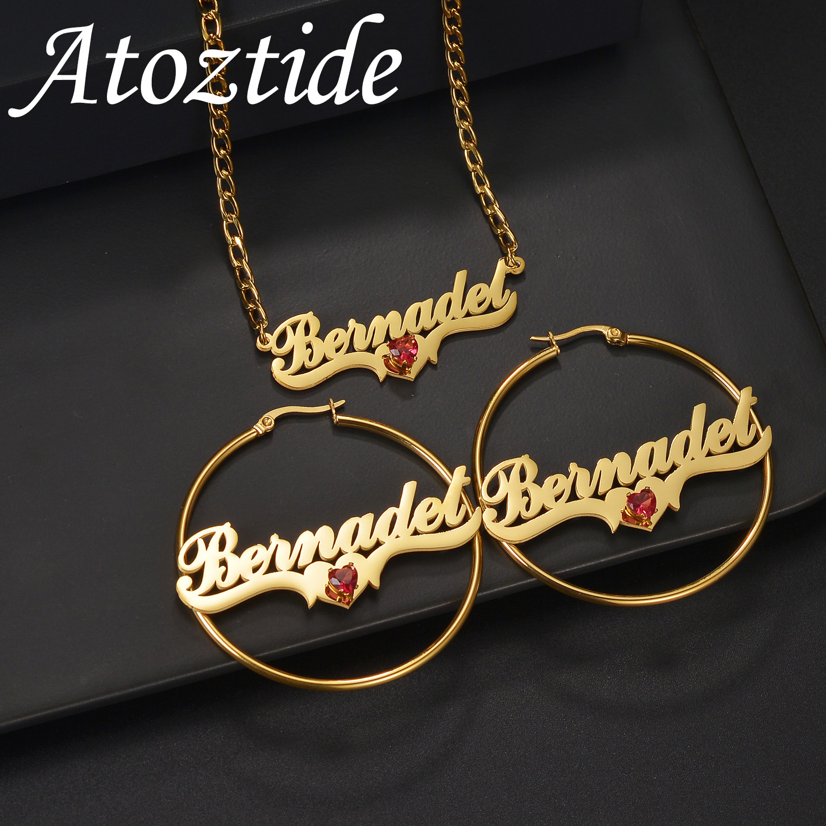 Women Accessories Gift Set - Atoztide Custom Name Necklace Earring Jewelry