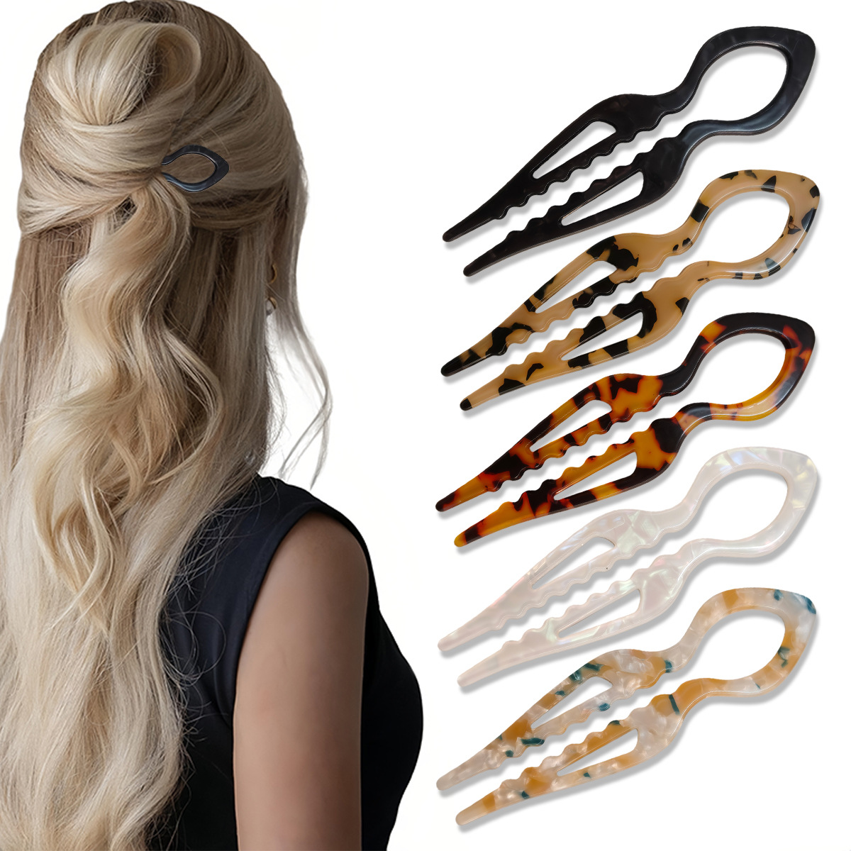 U-Shaped Hair Sticks Tortoises - Women Accessories On Sale review and price