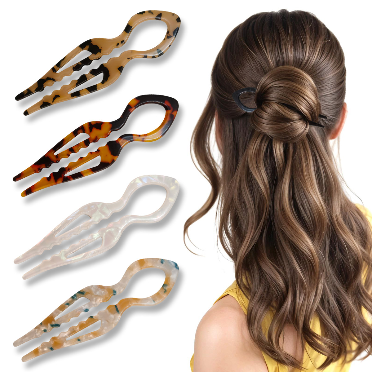 U-Shaped Hair Sticks Tortoises - Women Accessories On Sale review and price