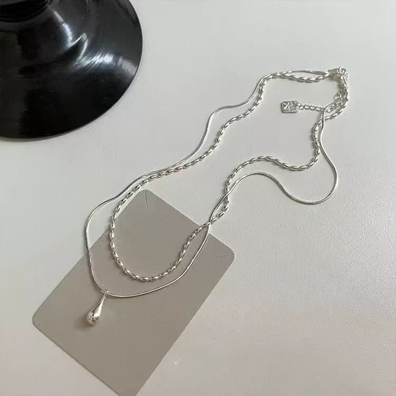 Real 925 Sterling Silver Doubl - Layered Necklace Set review and price