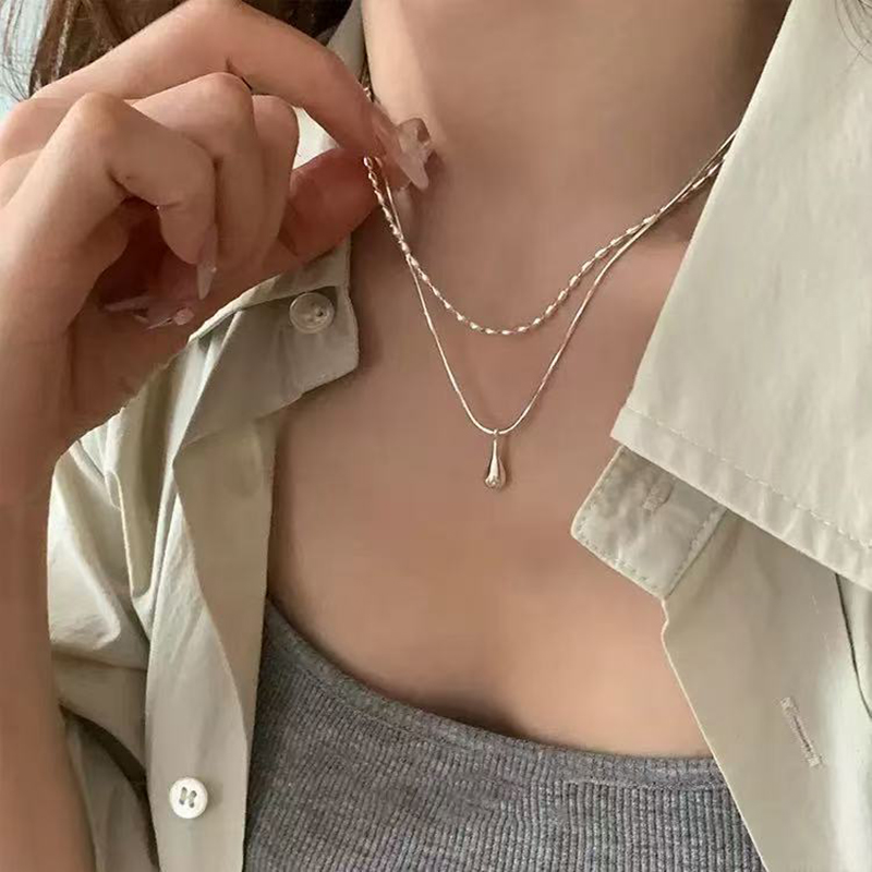 Real 925 Sterling Silver Doubl - Layered Necklace Set review and price