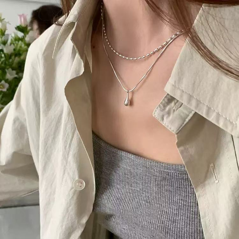Real 925 Sterling Silver Doubl - Layered Necklace Set review and price