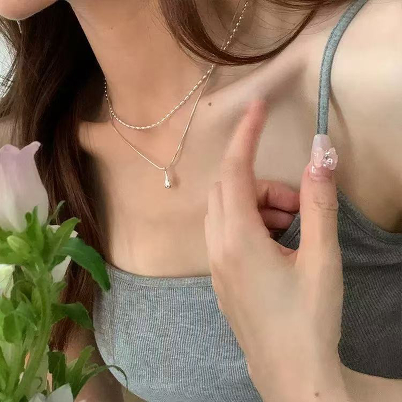 Real 925 Sterling Silver Doubl - Layered Necklace Set review and price