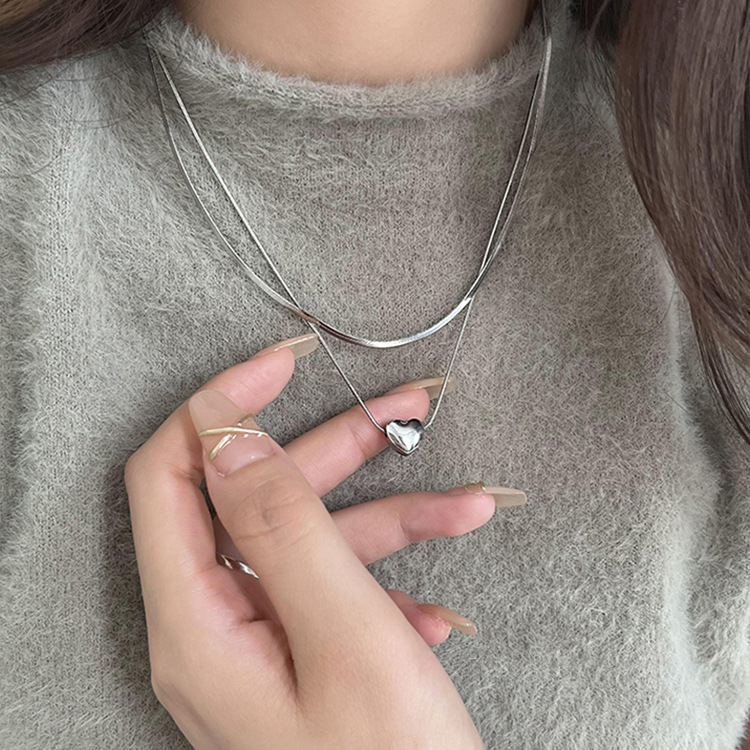 925 Sterling Silver Double Lay - Layered Necklace Set review and price