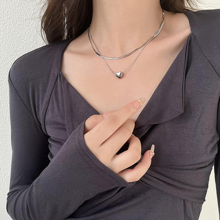 925 Sterling Silver Double Lay - Layered Necklace Set review and price