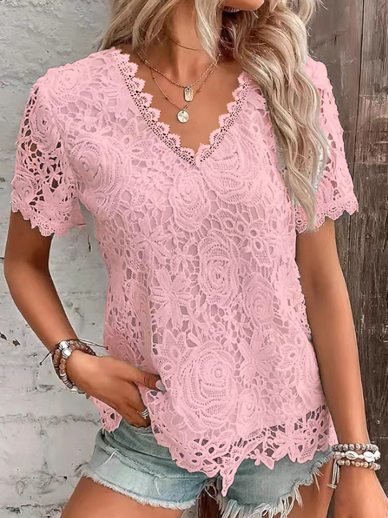 Summer Women's Shirt White Sho - Layered Necklace Set review and price