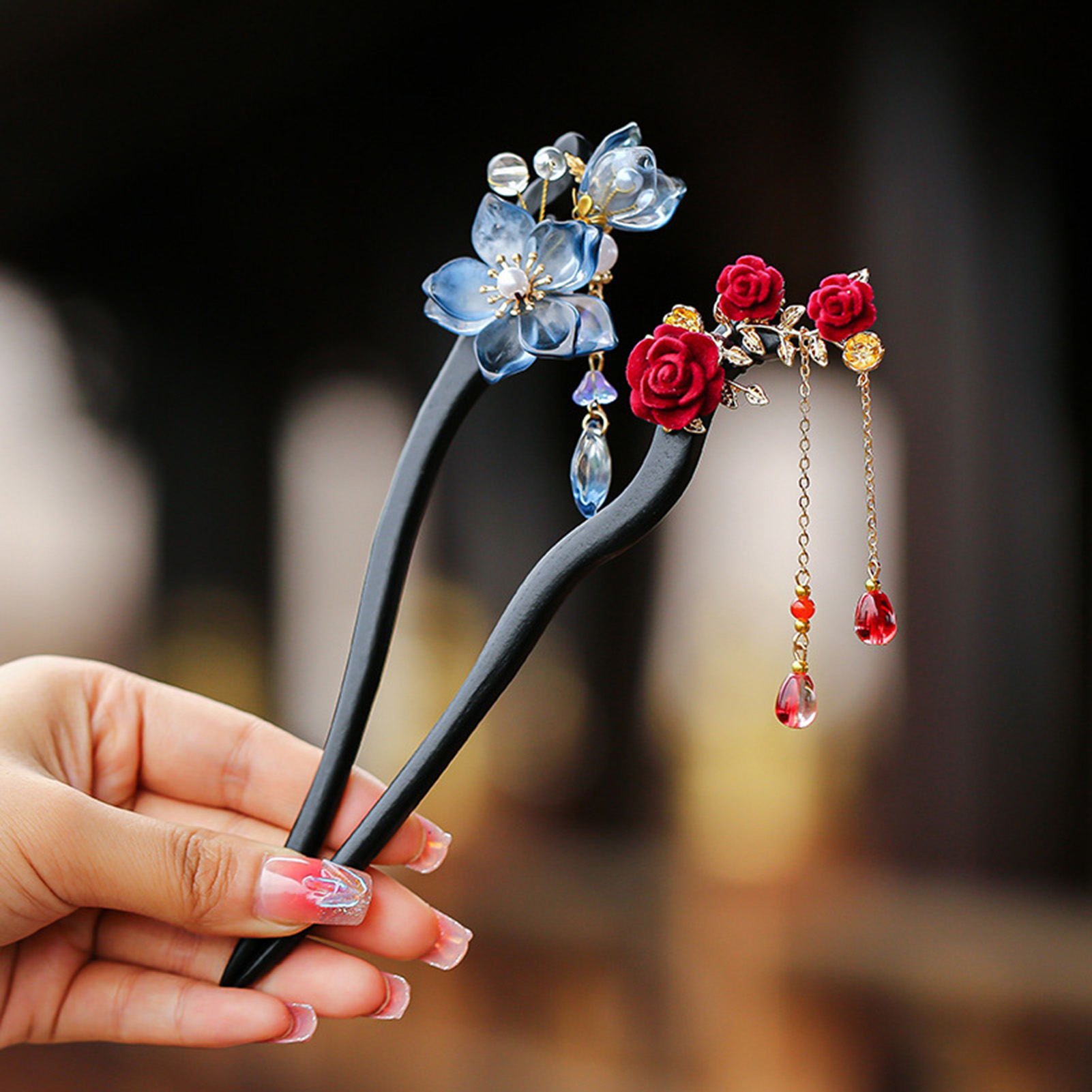 Chinese Style Flower Tassel Ha - Women Accessories On Sale review and price