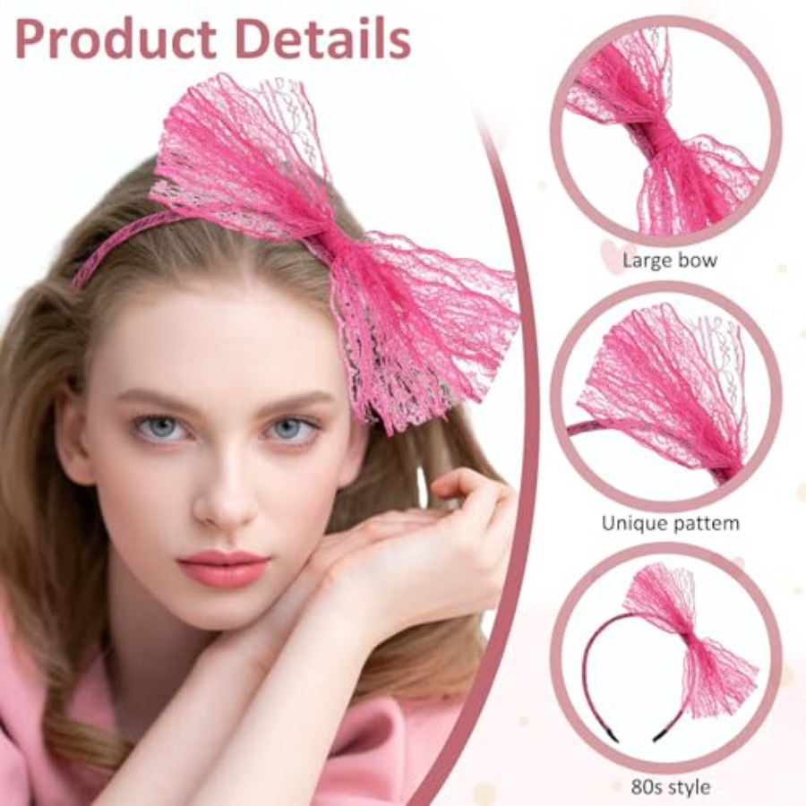 Neon Headband with Bow, Pink L - Women'S Accessories In The 80S review and price