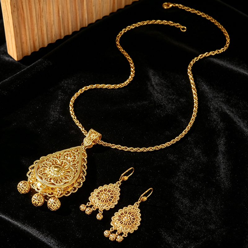 Plated Hollow Carved Set, Doub - Layered Necklace Set review and price