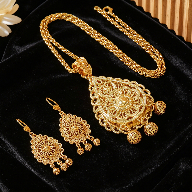 Plated Hollow Carved Set, Doub - Layered Necklace Set review and price