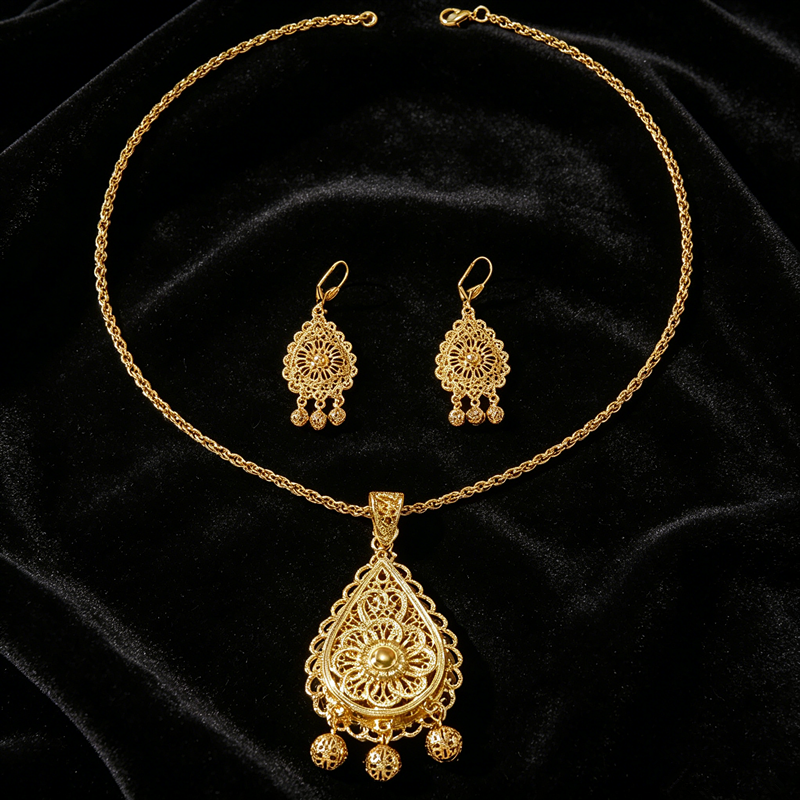 Plated Hollow Carved Set, Doub - Layered Necklace Set review and price