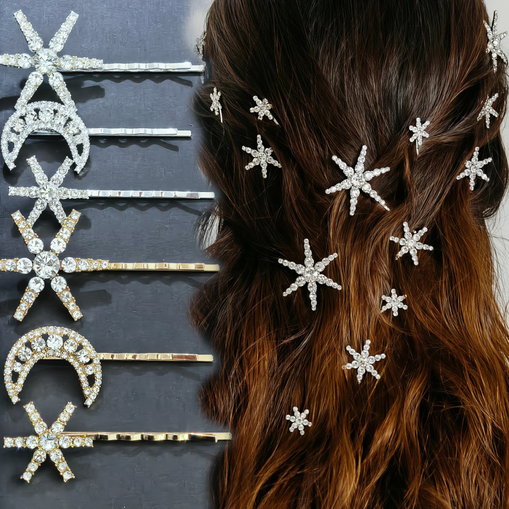 3/4 pcs set Crystal Star Hairp - Women Accessories On Sale review and price