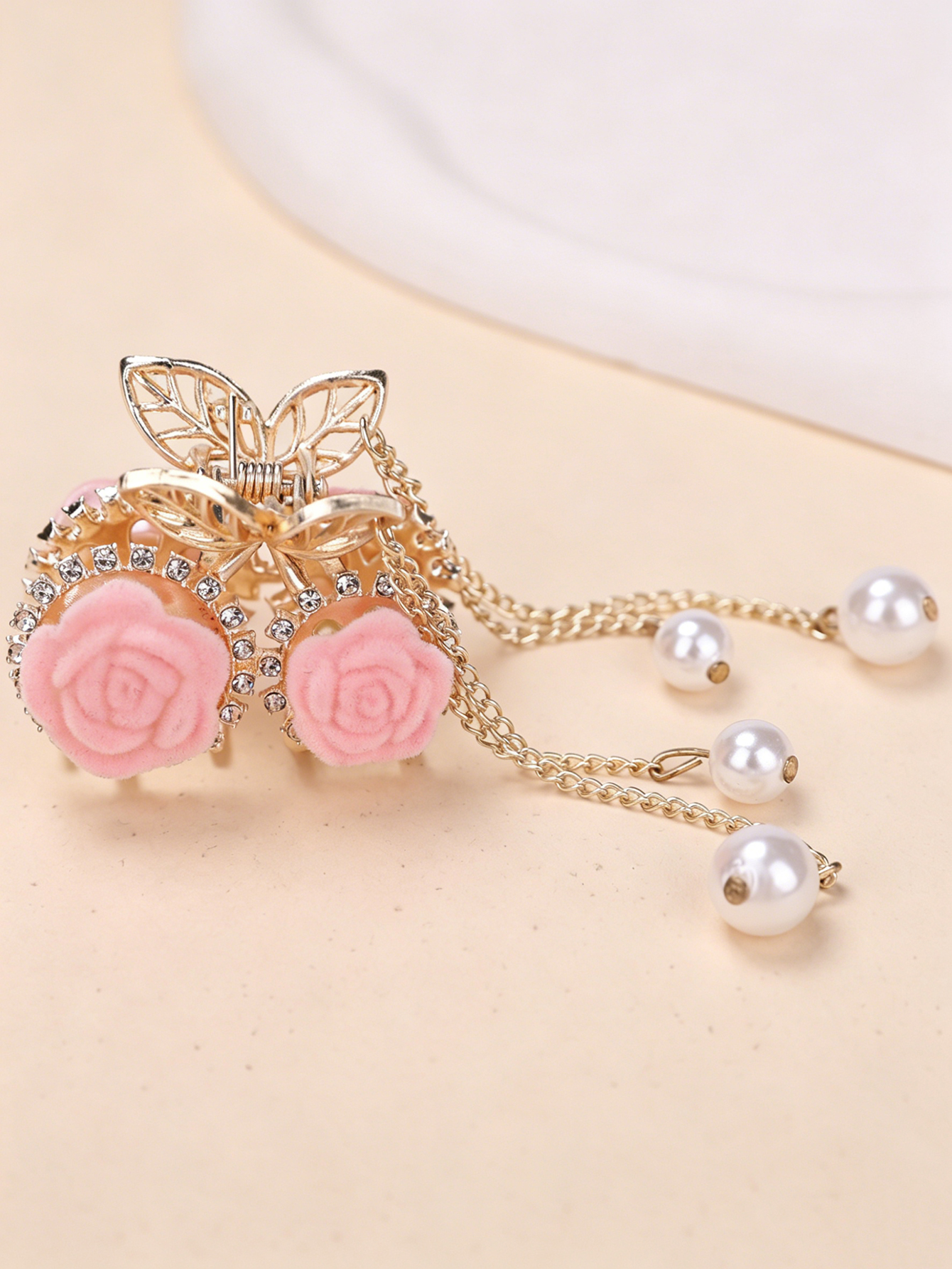 Pink Plush Rose Tassel Hair Cl - Women Accessories Dropshipping review and price
