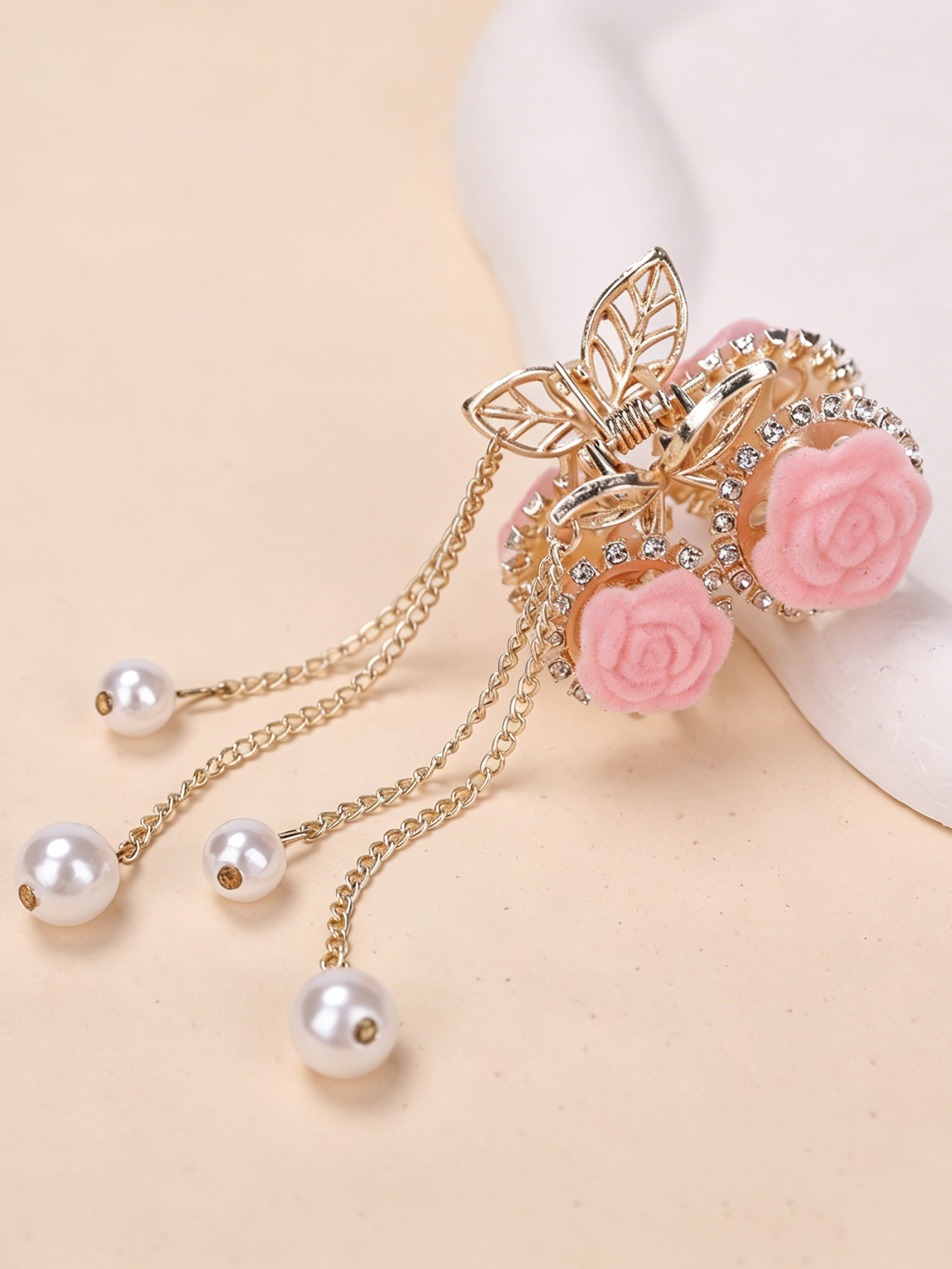 Pink Plush Rose Tassel Hair Cl - Women Accessories Dropshipping review and price