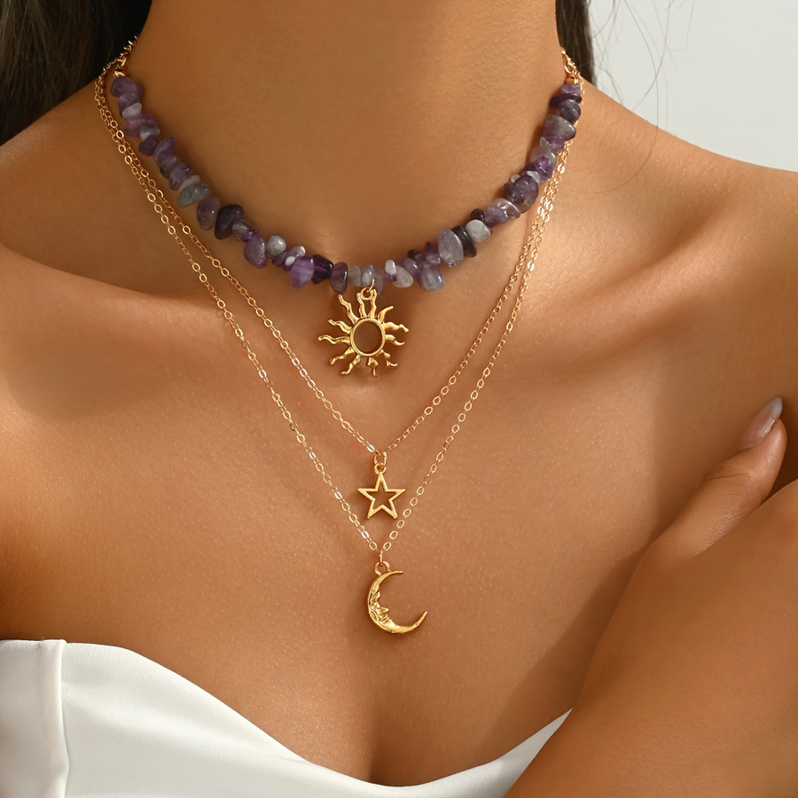 2pcs Set Fashion Natural Stone - Layered Necklace Set review and price