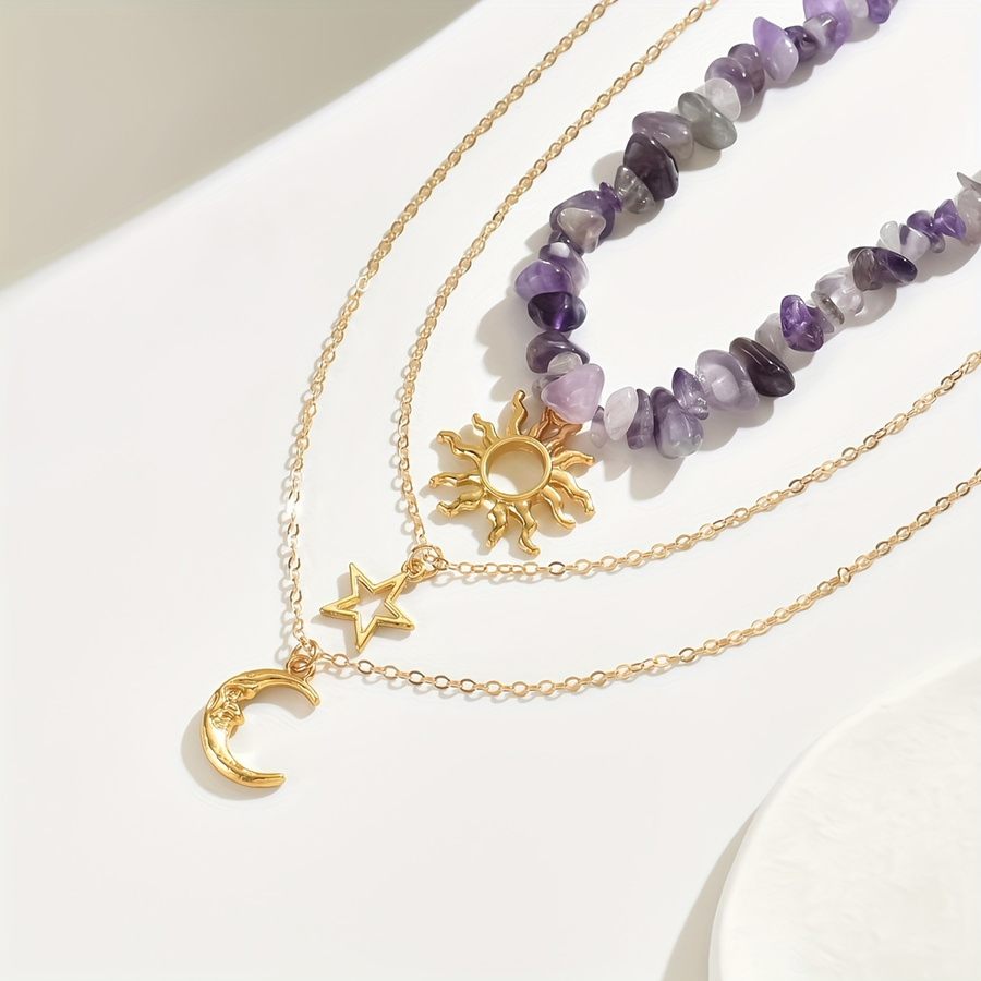 2pcs Set Fashion Natural Stone - Layered Necklace Set review and price