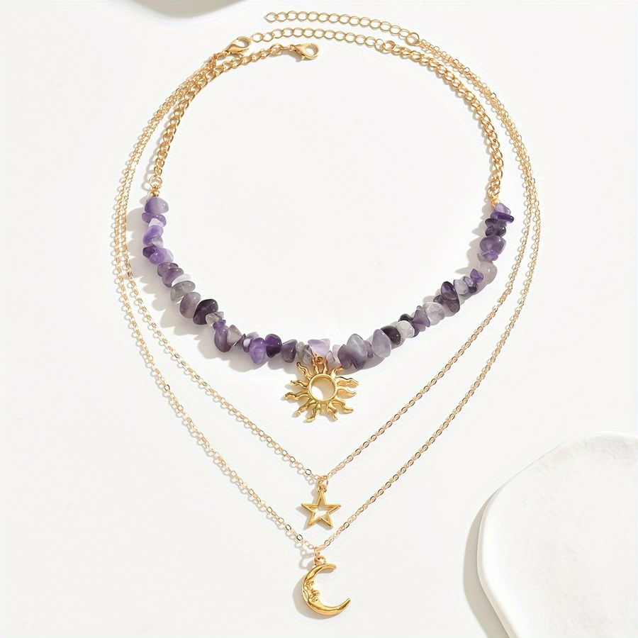 2pcs Set Fashion Natural Stone - Layered Necklace Set review and price