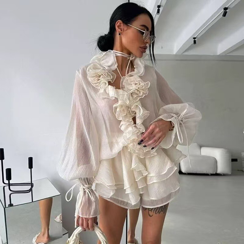 Elegant Multi-Layer Ruffles Fl - Layered Necklace Set review and price
