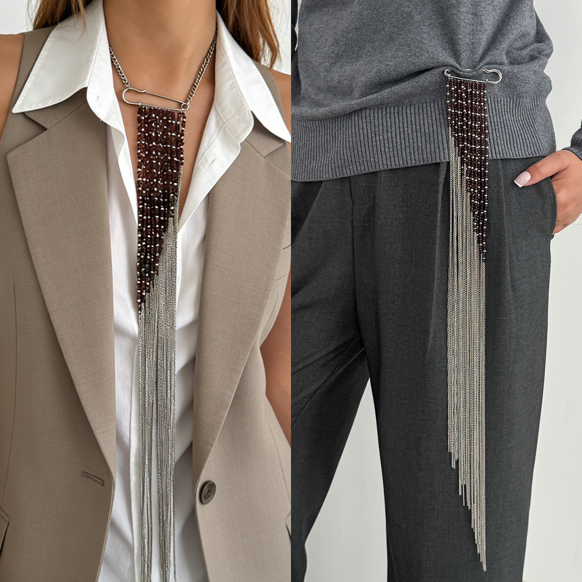 Silver Color Tassel Chain Broo - Women'S Accessories And Jewelry review and price